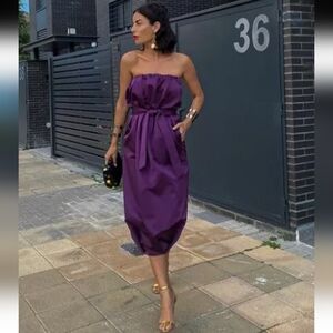 Zara Strapless Taffeta Dress Limited Edition Size M Purple (Bloggers Favorite)